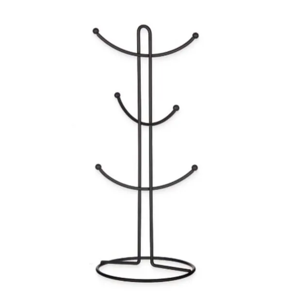 Puodelių kabykla Kinvara Juoda Metalinis 16 x 39 x 16 cm (6 vnt.)