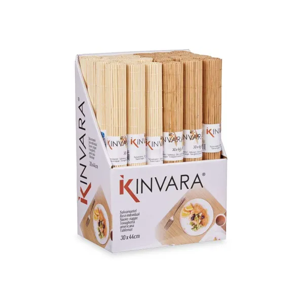 Table Mat Kinvara Brown Light brown Bamboo 30 x 44 cm 3,5 x 30 x 3,5 cm (24 Units)
