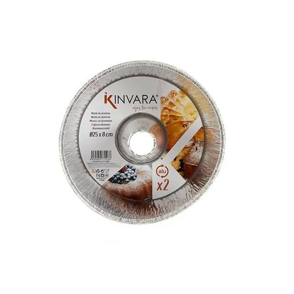 Flan Mould Kinvara Silver Aluminium 25 x 7,7 x 25 cm Disposable Crème Caramel (12 Units)