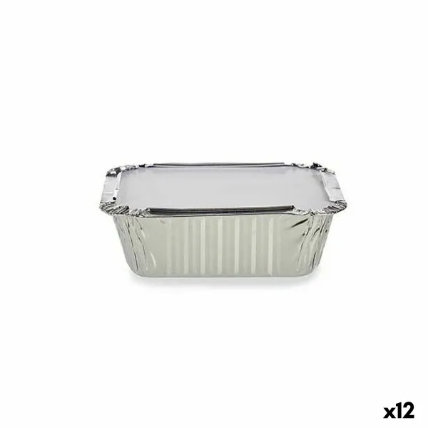Набор подносов для еды Kinvara Алюминий 14,5 x 7,5 x 12,5 cm Одноразовая С крышкой (12 штук)
