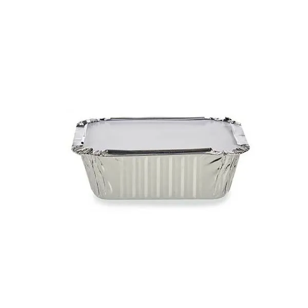 Set of Food Trays Kinvara Aluminium 14,5 x 7,5 x 12,5 cm Disposable With lid (12 Units)