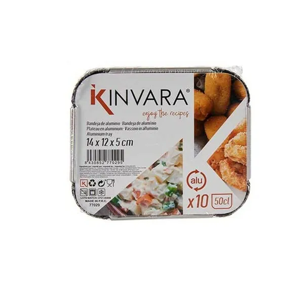 Pārtikas paplātes komplekts Kinvara Alumīnijs 14,5 x 7,5 x 12,5 cm Vienreizējās lietošanas Ar vāku (12 gb.)
