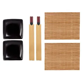 Sushi Set Kinvara Black Ceramic Bamboo 20,5 x 3 x 27 cm (6 Pieces) (6 Units)