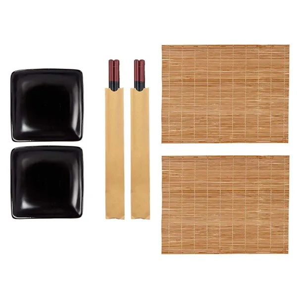Sushi Set Kinvara Black Ceramic Bamboo 20,5 x 3 x 27 cm (6 Pieces) (6 Units)