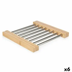 Table Mat Kinvara Brown Silver Metal Bamboo 36,4 x 2,2 x 21,3 cm 22 x 2,2 x 21,3 cm (6 Units)