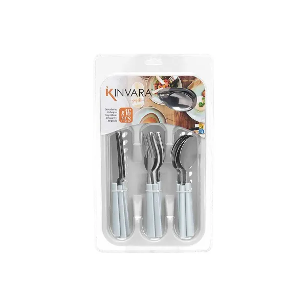 Stalo įrankių rinkinys Kinvara Balta Sidabras Nerūdijantis plienas Plastmasinis 22,5 x 37,5 x 4,5 cm 23 x 38 x 5 cm (6 vnt.)