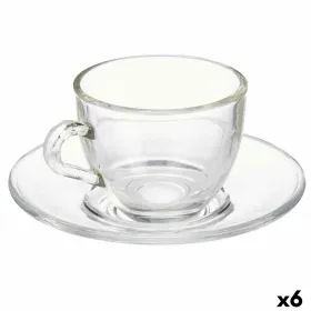 Чашка с тарелкой Vivalto Прозрачный Cтекло 85 ml (6 штук)