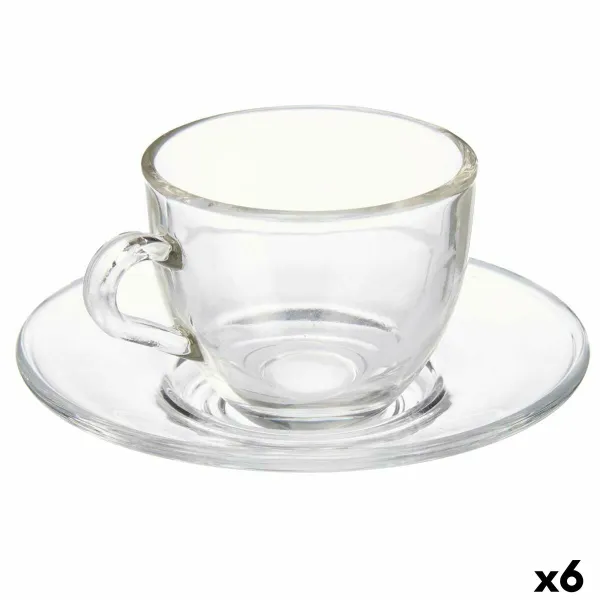 Puodelis su lėkšte Vivalto Skaidrus stiklas 85 ml (6 vnt.)