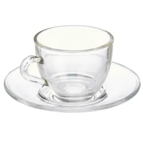 Puodelis su lėkšte Vivalto Skaidrus stiklas 85 ml (6 vnt.)
