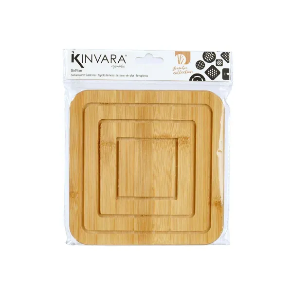 Table Mat Kinvara Natural Bamboo Squared 19 x 1 x 19 cm 18,7 x 1 x 18,7 cm (24 Units)