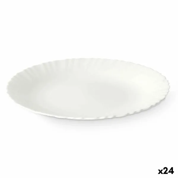 Flat Plate Vivalto White Opaline glass 24 x 2 x 24 cm (24 Units)