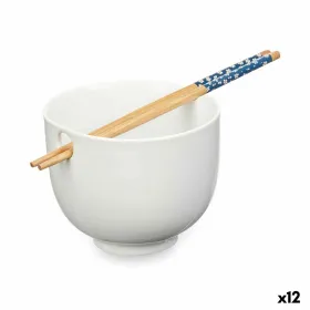Bļoda Kinvara Balts Bambuss Porcelāns 24 x 10,7 x 13,3 cm Zobu bakstāmie asiatico/oriental (12 gb.)
