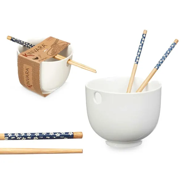 Bļoda Kinvara Balts Bambuss Porcelāns 24 x 10,7 x 13,3 cm Zobu bakstāmie asiatico/oriental (12 gb.)