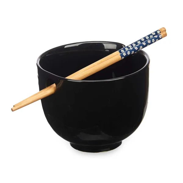 Bowl Kinvara Black Bamboo Porcelain 24 x 10,7 x 13,3 cm Toothpicks asiatico/oriental (12 Units)