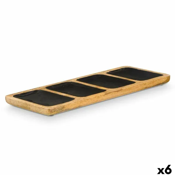 Paplāte ar Nodalījumiem Gift Decor Melns 46 x 3 x 17 cm (6 gb.)