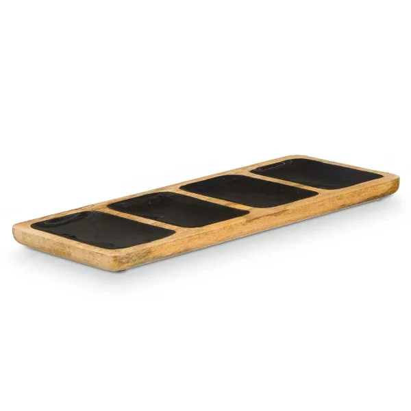 Tray with Compartments Gift Decor Black 46 x 3 x 17 cm (6 Units)