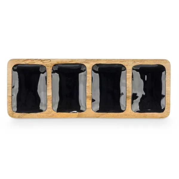 Tray with Compartments Gift Decor Black 46 x 3 x 17 cm (6 Units)