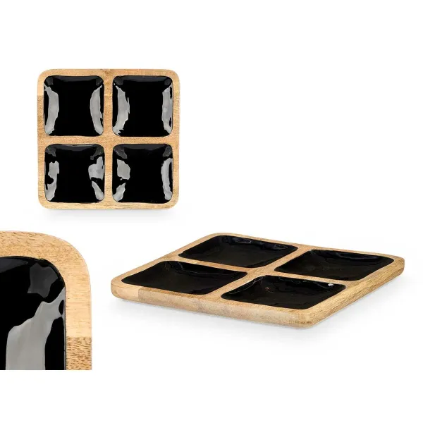 Tray with Compartments Gift Decor Black 31 x 3 x 31 cm (6 Units)