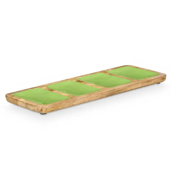 Tray with Compartments Gift Decor Green 46 x 3 x 17 cm (6 Units)