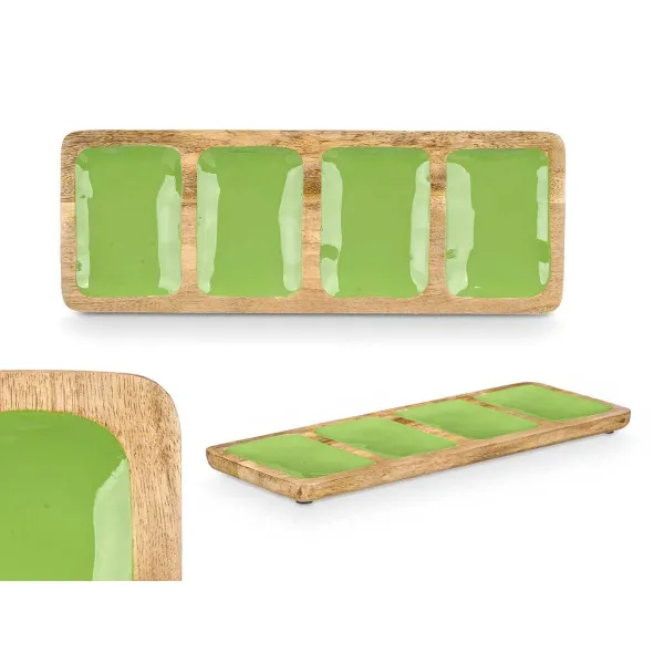 Tray with Compartments Gift Decor Green 46 x 3 x 17 cm (6 Units)