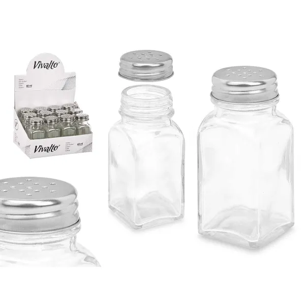 Sāls trauks Vivalto Caurspīdīgs Metāls Stikls 4 x 9 x 4 cm (12 gb.)
