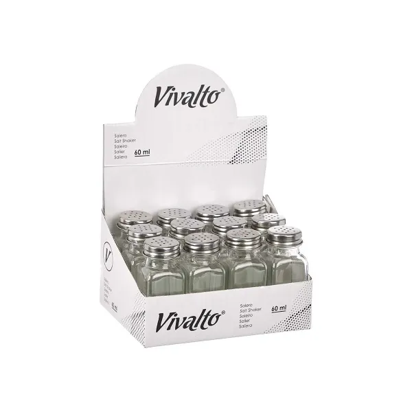 Druskos rūsys Vivalto Skaidrus Metalinis stiklas 4 x 9 x 4 cm (12 vnt.)