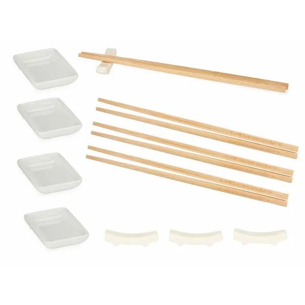 Sushi Set Kinvara White Bamboo Porcelain 27,5 x 2,5 x 20,5 cm 19,5 x 2,5 x 26,5 cm (12 Pieces) (6 Units)