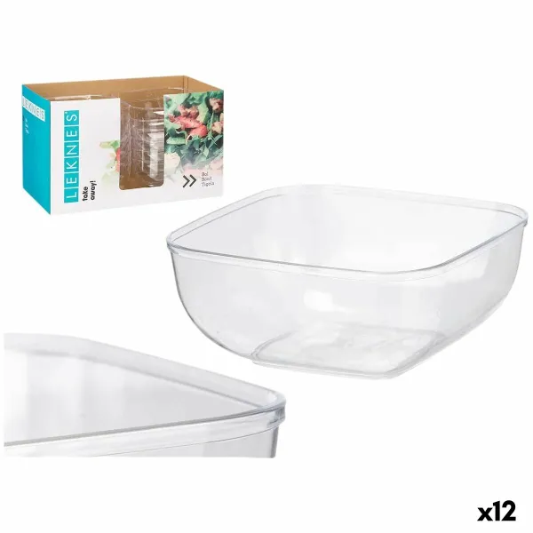 Plate set Leknes Transparent Plastic 5 L 25,5 x 12,3 x 25,5 cm (12 Units)