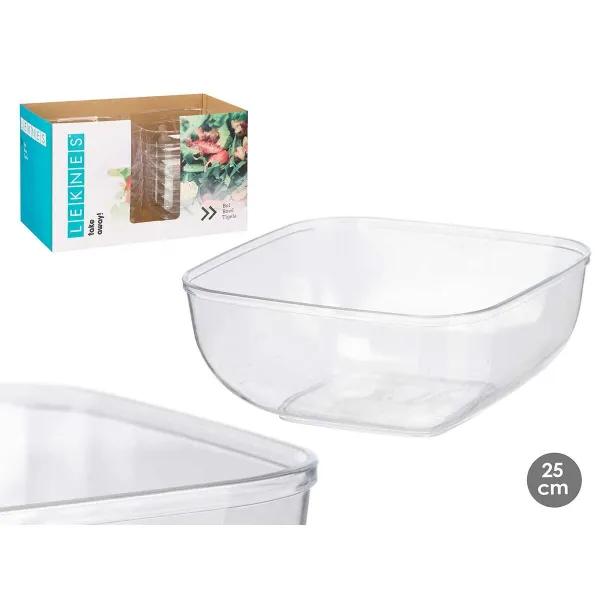 Plate set Leknes Transparent Plastic 5 L 25,5 x 12,3 x 25,5 cm (12 Units)