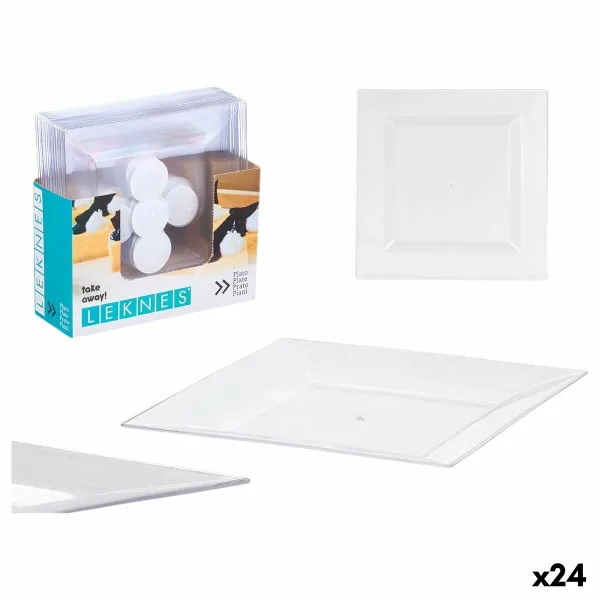 Lautassetti Leknes Läpinäkyvä polystyreeni Muovinen 20,3 x 1,5 x 20,3 cm (24 osaa)
