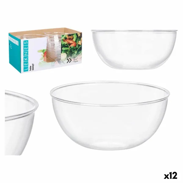 Lautassetti Leknes Läpinäkyvä Muovinen 3,5 L 25,5 x 12,5 x 25,5 cm (12 osaa)