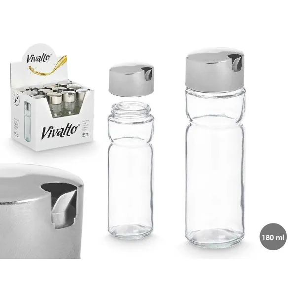 Indelis aliejui Vivalto Skaidrus Sidabras Metalinis Stiklas Plastmasinis 180 ml 4,6 x 15,7 x 4,6 cm (12 vnt.)