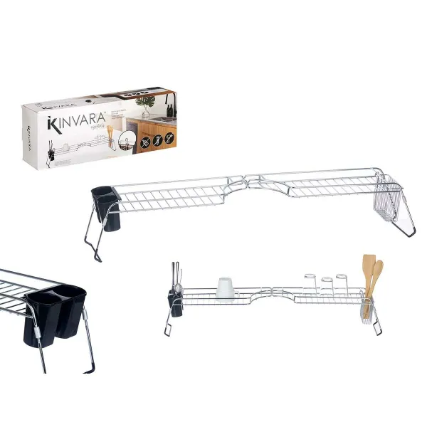 Extendable Dish Drainer for Sink Kinvara Black Silver 44 x 11 x 16 cm (4 Units)