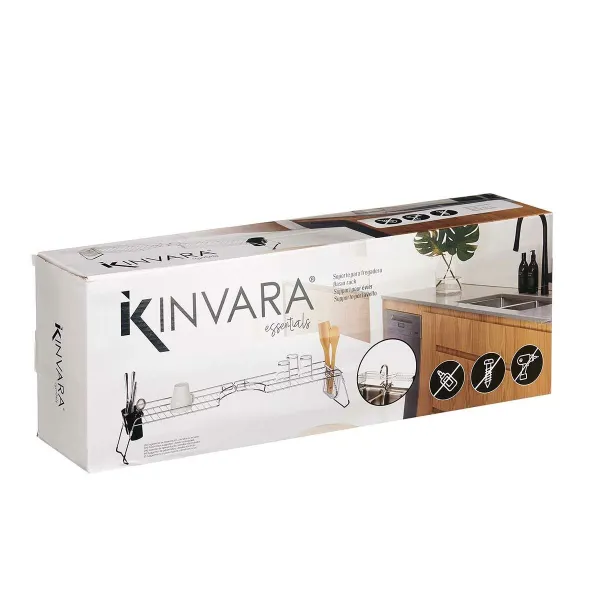 Extendable Dish Drainer for Sink Kinvara Black Silver 44 x 11 x 16 cm (4 Units)
