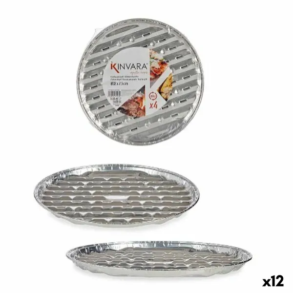 Picos forma Kinvara Sidabras Aliuminis 32,5 x 32,5 x 1,7 cm Pizza 4 Dalys (12 vnt.)