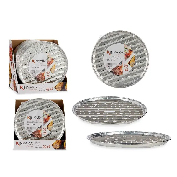 Pizza Mould Kinvara Silver Aluminium 32,5 x 32,5 x 1,7 cm Pizza 4 Pieces (12 Units)