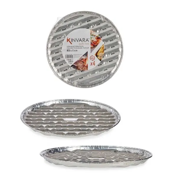 Форма для пиццы Kinvara Серебристый Алюминий 32,5 x 32,5 x 1,7 cm Pizza 4 Предметы (12 штук)