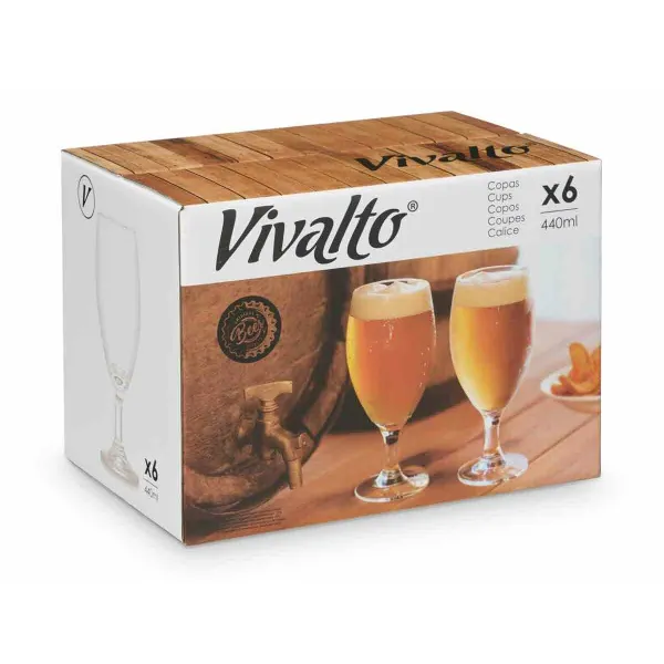 Vīnaglāze Vivalto Caurspīdīgs Stikls 440 ml Alus (6 gb.)