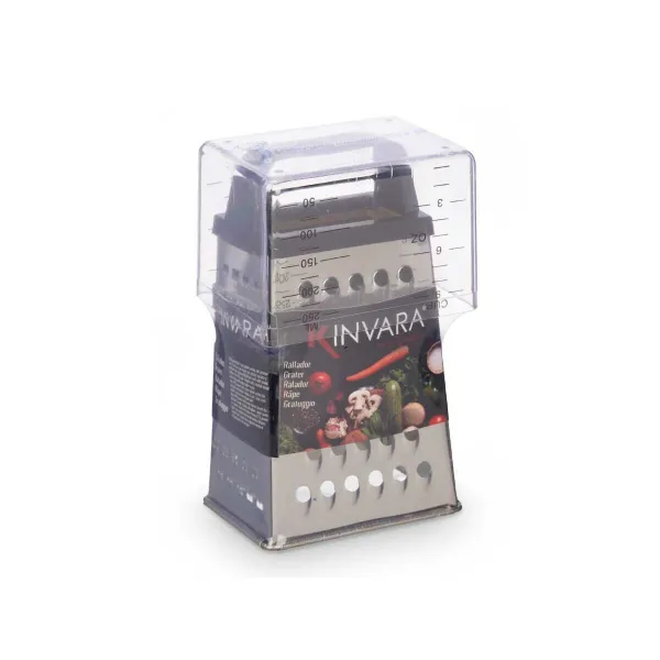 Терка с контейнером Kinvara Прозрачный Серебристый Нержавеющая сталь полипропилен полистирол 9 x 6,7 x 20,5 cm (12 штук)