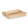 Set of trays Gift Decor Brown Transparent Wood Glass Circle 2 Pieces