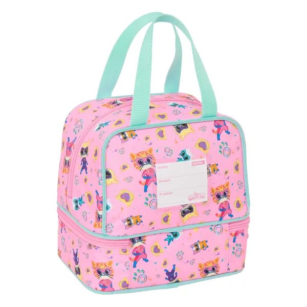 Lunchbox SuperKitties Pink Turquoise 20 x 20 x 15 cm