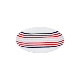Dinnerware Set Beverly Hills Polo Club Blue Red Porcelain Stripes 12 Pieces