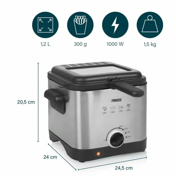 Deep-fat Fryer Princess 01.182612.01.001MINIFREIDORA Steel 1000 W 1,5 L
