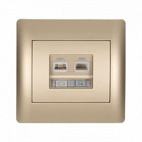 RHYME PHONE SOCKET + COMPUTER SOCKET CHAMPAGNE METALLIC