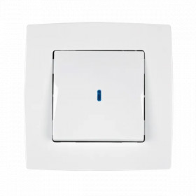 CITY ONE BUTTON WITH LIGHT TWO WAY SWITCH WHITE METALLIC