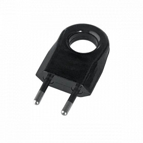 TWO PIN PLUG WITH EXTRACTION RING 6A BLACK