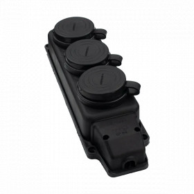 ELMARK RUBBER MULTISOCKET TRIPLE 16A 2Р+Е BLACK