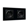 GERMAN TYPE DOUBLE SOCKET 16A GLASS FRAME BLACK