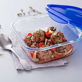 Food Preservation Container Pyrex Blue Transparent 800 ml (2 Units)