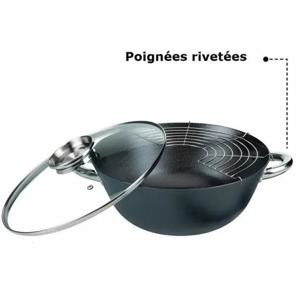 Wok Pan GSW Steel Forged steel Ø 32 cm 4 Pieces